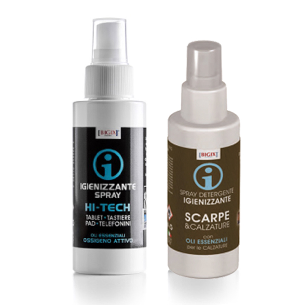 Igienizzante spray hi-tech + igienizzante spray scarpe & calzature Bigix -  Farmacia Graziani